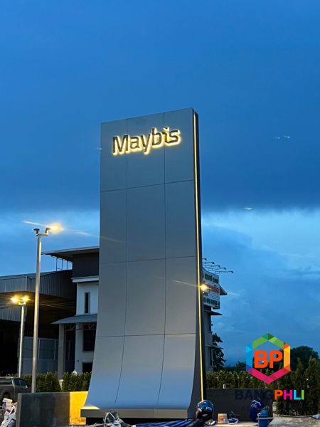 ป้ายทาวเวอร์คอมโพสิต ตัวอักษรสแตนเลสไฟ LED